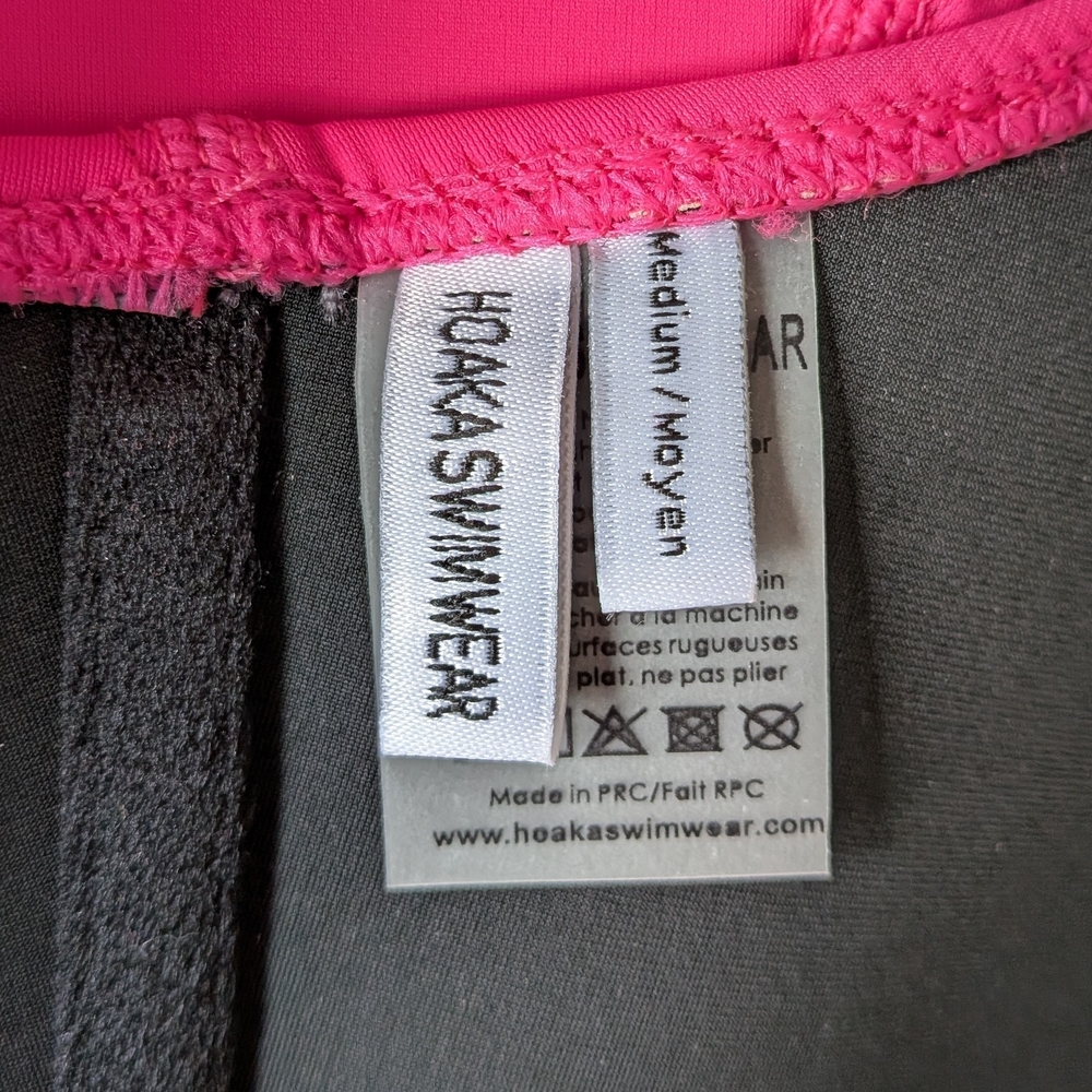 Hoaka Neon Pink Zip-Front Bikini Top – Berry Collection, Size M #44 - Picture 4 of 6